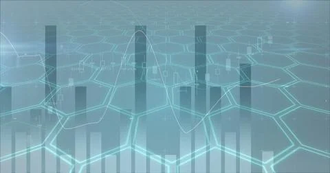 Image of statistics and data processing on grey background Stock Photos