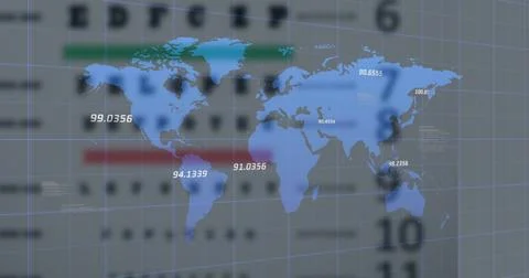 Image of statistics and data processing on grey background Stock Photos