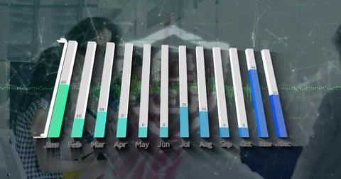 Image of statistics and data processing over globe 스톡 사진