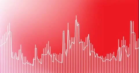 Image of statistics and digital data processing over red background 스톡 일러스트