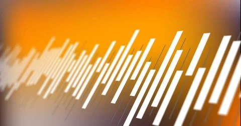 Image of statistics and digital data processing over orange background Illustrazione stock