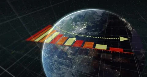 Image of statistics and digital data processing over globe 스톡 일러스트