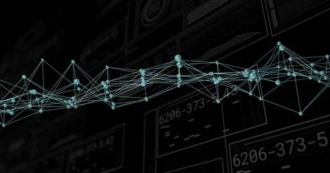 Image of statistics and digital data processing over dna strand on black 写真素材