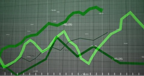 Image of statistics and financial data processing over yellow line financial Stock Illustration