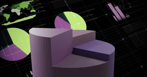 Image of statistics and financial data processing over grid Foto stock