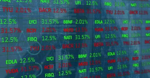 Image of statistics and financial data processing over computer servers 스톡 사진