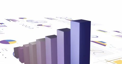 Image of statistics and financial data processing over white background Stock Photos