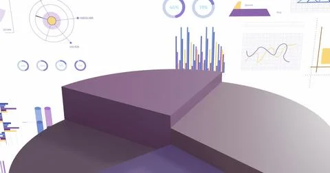 Image of statistics and financial data processing over white background Stock Photos