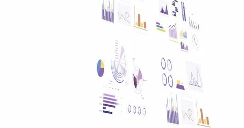 Image of statistics and financial data processing over white background Stock Photos