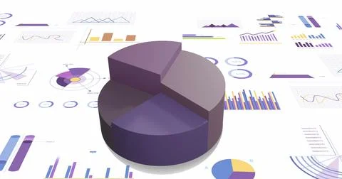 Image of statistics and financial data processing over white background Stock Photos
