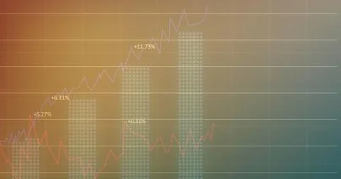 Image of statistics and financial data processing over grid Stock Photos