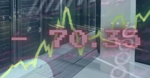 Image of statistics and financial data processing over computer servers 스톡 사진