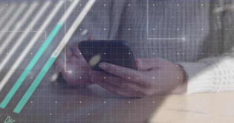 Image of statistics and financial data processing over caucasian man using 스톡 사진