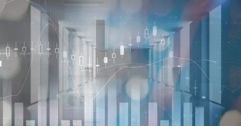 Image of statistics and financial data processing over computer servers Stock Photos