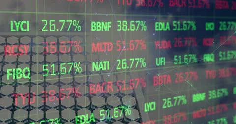 Image of statistics and financial data processing over binary coding data 写真素材
