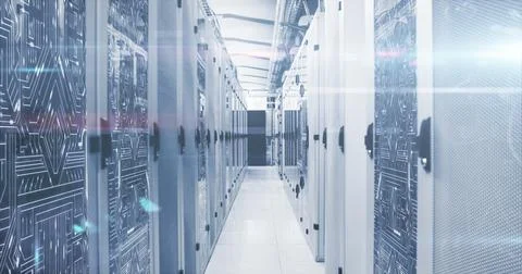 Image of statistics, connections and data processing over computer servers Stock Illustration