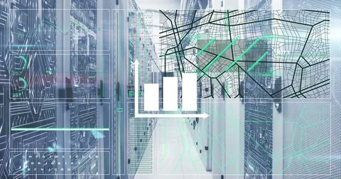 Image of statistics, connections and data processing over computer servers Stock Illustration