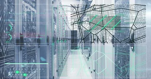 Image of statistics, connections and data processing over computer servers Stock Illustration