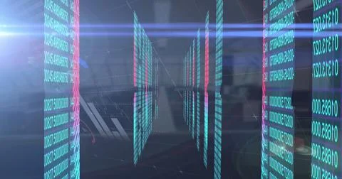 Image of statistics, data processing and biometric fingerprints Stock Illustration