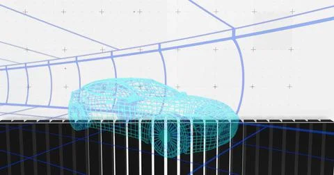 Image of statistics processing over 3d car model イラスト素材