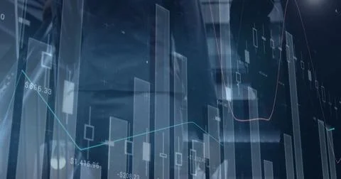Image of statistics processing over business people Stockillustratie