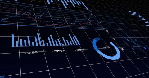 Image of statistics processing over grid Stock Photos
