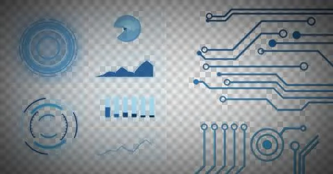 Image of statistics recording and scope scanning with blue computer circuit Stock-Illustration