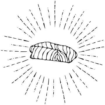 Image Steak of Red Fish Salmon in Sun Rays. Vector Illustration Isolated On a Stock Illustration