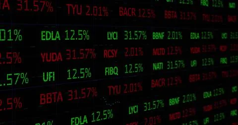 Image of stock market data processing over security padlock on round scanner 写真素材
