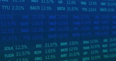 Image of stock market over data processing on blue background Stock Illustration
