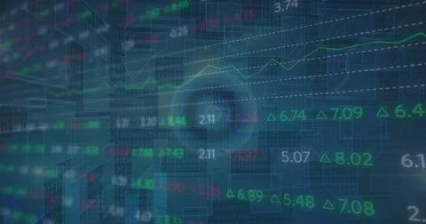 Image of stock market over financial data processing Stockillustratie