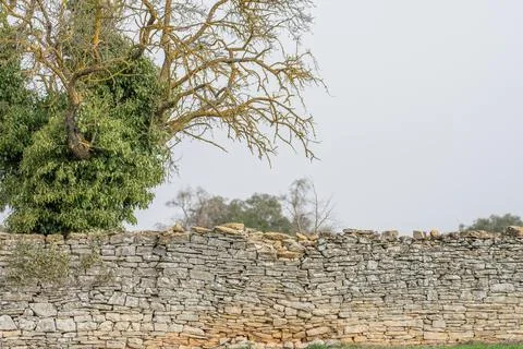 Image of stone wall in rural environment Stock Photos