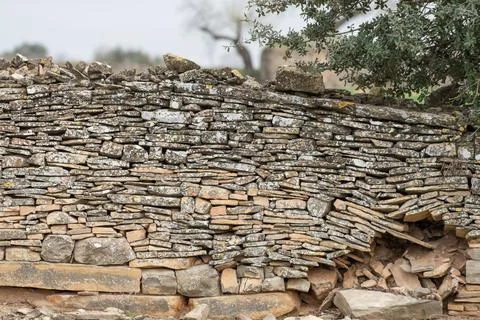 Image of stone wall in rural environment Stock Photos
