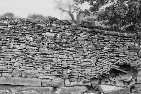 Image of stone wall in rural environment Stock Photos