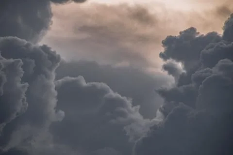 Image of storm clouds during sunset in rural india 写真素材