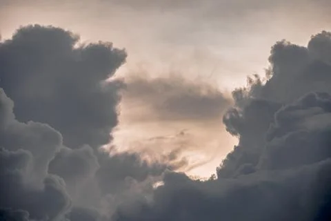 Image of storm clouds during sunset in rural india 写真素材
