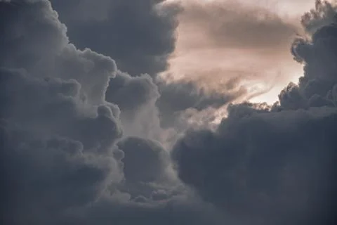 Image of storm clouds during sunset in rural india 写真素材