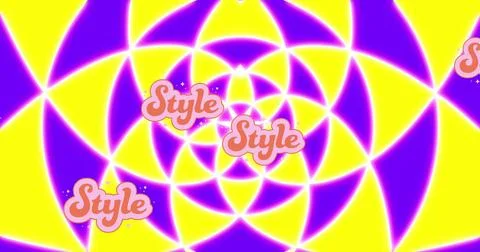 Image of style text over moving shapes on black background 스톡 일러스트