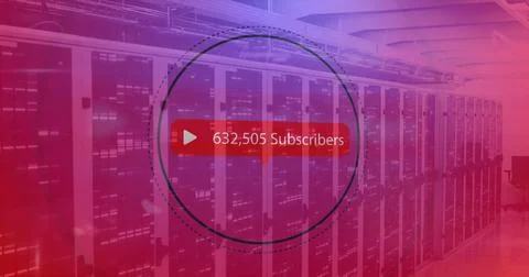 Image of subscribers text and data processing over computer servers Stock Photos