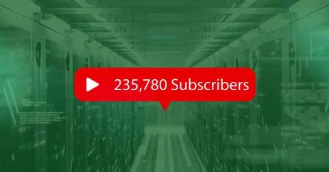 Image of subscribers text and digital data processing over computer servers Stock Photos