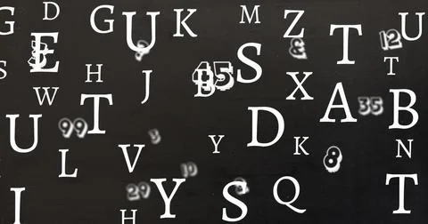 Image of substitute day text over letters and numbers on black background Stock Illustration