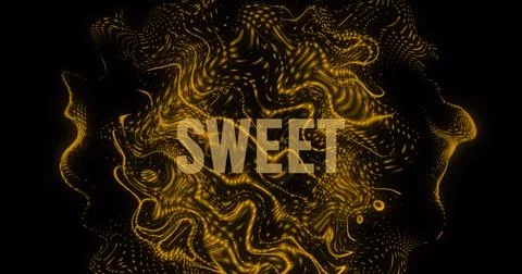 Image of sweet text over dynamic abstract pattern over black background Stock Photos