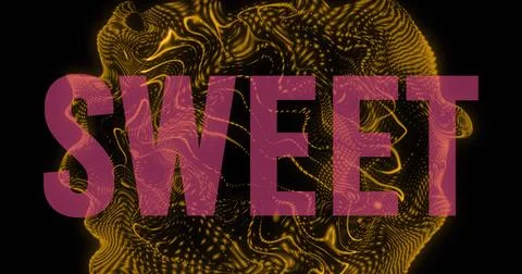 Image of sweet text over dynamic abstract pattern over black background Stock Photos