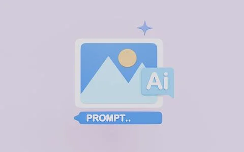 Image symbol with ai prompt request for generative photo 3d illustration Stock Illustration