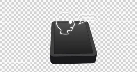 Image of tablet with ai chat over transparent background Ilustração Stock