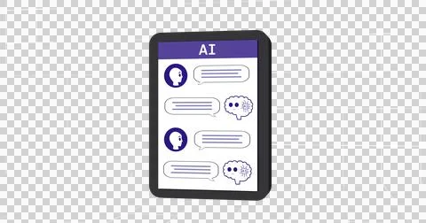 Image of tablet with ai chat over transparent background Ilustração Stock