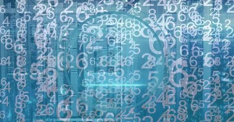 Image of tablet icon and digital data processing over computer servers Foto stock