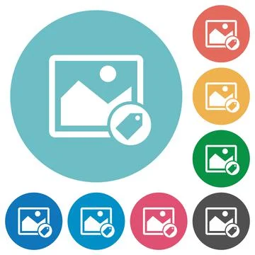 Image tagging flat round icons Stock Illustration