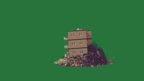 An image of a tall building with windows and house on green screen man is Видео 335130418