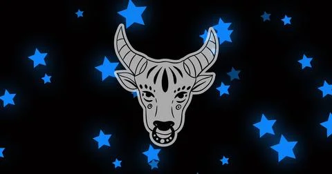 Image of taurus over black background with stars 写真素材